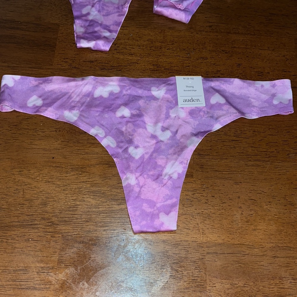 4 New Auden Thong Underwear size M (8-10) purple - hearts - Picture 4 of 4